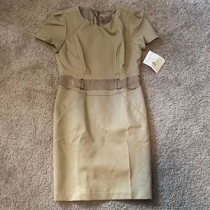 Chic Tan Short Sleeve Midi Dress